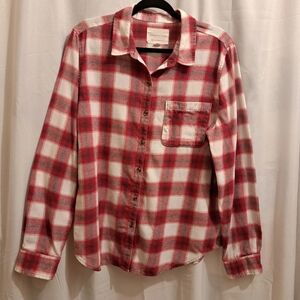 Aeropostale Western Rodeo 90s Grunge Casual Wear Red White Plaid Shirt Size XL